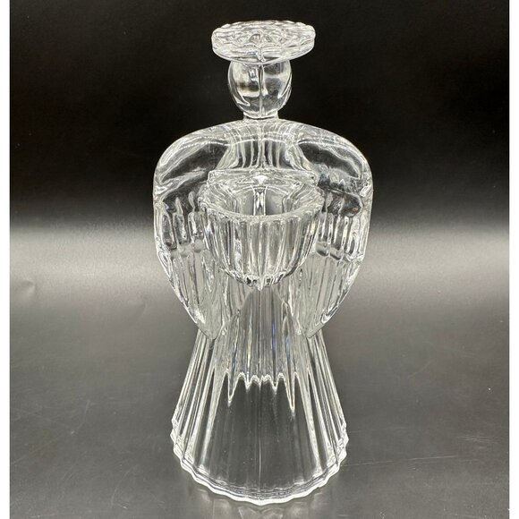 Crystal Angel Figurine Glass Candle Holder Clear Praying Hands Christmas Decor - Picture 4 of 10